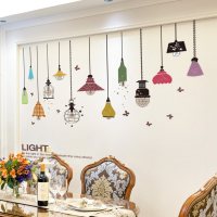 3D立体墙贴纸创意餐厅吧台背景墙面饭店厨房墙壁装饰贴画墙纸自粘 五彩灯泡 特大