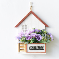 北欧室内房间墙面装饰挂花餐厅店铺墙壁创意挂件客厅墙上壁挂饰品 house红+玛利亚玫瑰紫色