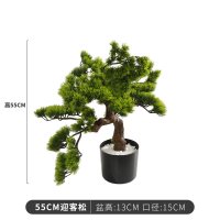 新中式大型创意假树迎客松盆景植物摆设室内落地装饰绿植摆件 55cm迎客松