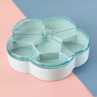 干果盘现代客厅式创意多层家用水果零食盘分格瓜子盘糖果盒试吃盒 [透明款]单层蓝色