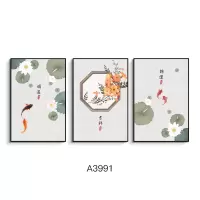 客厅装饰画沙发背景墙餐厅墙面装饰新中式三联画艺术民俗卧室壁画 A3991 50*70奢雅木(框)油布画