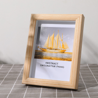 创意轻奢北欧个性相框摆台6 7 8 10 18 24寸木质相架 橡木色+立体 小12寸[20.3*30.5cm]摆挂两用