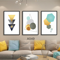 客厅装饰画沙发背景墙面北欧现代简约三联画餐厅壁画抽象鹿轻奢挂 A049 70*90cm*三联水晶画闪耀金(框)