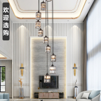 复式旋转楼梯长吊灯CIAA美式简约别墅客厅餐厅跃层中空水晶大吊灯