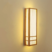 日式壁灯CIAA长条卧室床头原木色木质新中式背景墙壁灯过道走廊楼梯灯