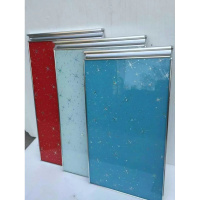 厂家定做灶台 晶钢CIAA 橱柜 厨柜板 5mm钢化玻璃 隐形拉手 基本款亮光银框