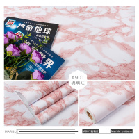 大理石纹翻新贴纸CIAA自粘PVC珠光烤漆家具橱柜衣柜厨房防油贴墙纸 乳白色A901琉璃红40*3米 中