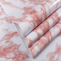 大理石纹翻新贴纸CIAA自粘PVC珠光烤漆家具橱柜衣柜厨房防油贴墙纸 米白色A901琉璃红60*2米 中