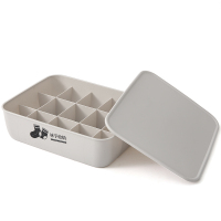 家用 内裤整理CIAA盒袜子分隔可叠加收纳箱带标签内衣收纳盒 A灰色袜子收纳盒(15格)