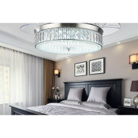 水晶风扇灯CIAA餐厅欧式隐形扇客厅电扇灯现代简约52寸卧室变频吊扇灯