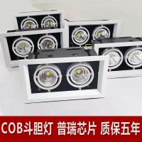 led斗胆灯双头射灯单头三头7wCIAA12w20w格栅天花射灯嵌入式COB豆胆灯