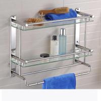 双层浴巾架CIAA不锈钢单层毛巾架双层玻璃卫生间置物架浴室挂件 三层50厘米