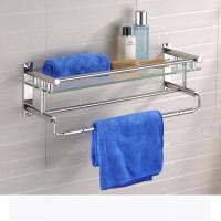 双层浴巾架CIAA不锈钢单层毛巾架双层玻璃卫生间置物架浴室挂件 单层50厘米