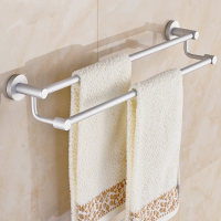 浴室晾毛巾杆太空铝毛CIAA巾架壁挂卫生间单杆双杆加粗加长浴巾架