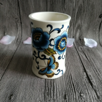  欧式陶瓷情侣漱口杯CIAA一对酒店卫生间洗手盆美式直口刷牙杯水杯 蓝魅蝶恋花直口漱口杯1个