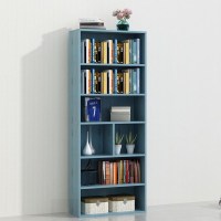 多格柜子无落地书柜CIAA简约简易小木柜子储物柜自由组合收纳置物柜 B60型六层蓝色60*24*158 0.6米以下宽