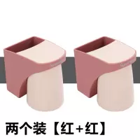 免打孔牙刷架子置物架卫生间CIAA情侣简约吸壁挂式牙刷杯架漱口杯套装 两个装[红+红]