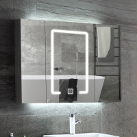 不锈钢智能浴室镜柜挂墙式CIAA卫生间镜子收纳一体柜厕所化妆镜柜带灯
