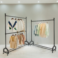 服装店展示架专用童装女装CIAA龙架双层双杆落地挂衣架移动带轮子 默认黑色要白色留言 官方标配