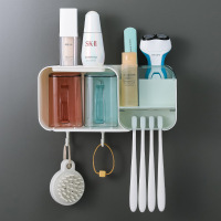 欧式 免打孔牙刷CIAA置物四口之家架壁式电动牙刷套装双人情侣款架 2口