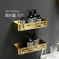 北欧浴室置物架壁挂CIAA拉丝金太空铝卫生间镜前化妆品卫浴厕所挂件 双层6高