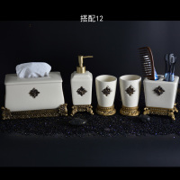 欧式简约冰裂纹卫浴三件套CIAA装浴室陶瓷洗漱用品牙刷杯漱口杯套件 新搭配12