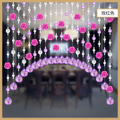 玫瑰花结婚珠帘水晶CIAA帘客厅隔断帘玄关卫生间卧 白+紫+玫红花 60条0.4-1.2米弧形适合2.2-3.0米内悬挂