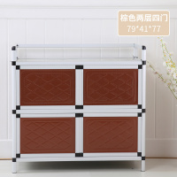 放碗柜厨房柜子CIAA储物柜煤气灶台柜 餐边柜简易出租房厨房橱柜 棕色两层79*41*76 双门