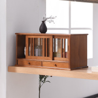 家用木质碗柜透气CIAA小橱柜日式餐边柜厨房柜放碗收纳菜柜餐厅置物柜 钢网门咖啡色(W60) 3门