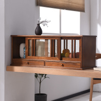 家用木质碗柜透气CIAA小橱柜日式餐边柜厨房柜放碗收纳菜柜餐厅置物柜 钢网咖啡色(W80) 3门