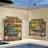 厨卫厨房置物架CIAA调味料架黑色台面多层油盐酱醋用品调料瓶盒收纳架