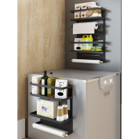 厨房置物架黑色冰箱架侧挂CIAA多功能保鲜袋磁吸免打孔洗衣机收纳用品