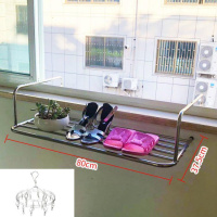 窗外晾衣架阳台晾晒 CIAA窗户凉鞋高层室外伸缩挂置物窗台小晒。 大号加粗80*37.5+圆形袜夹