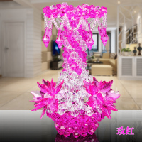 diy手工串珠花瓶材料包吊坠CIAA六角饰品摆件亚克力客厅散珠编织 吊坠花瓶-玫红-材料包