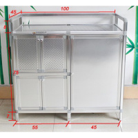 加厚不锈钢煤气灶柜餐边柜CIAA厨房碗柜简易橱柜灶台柜铝合金储物柜子