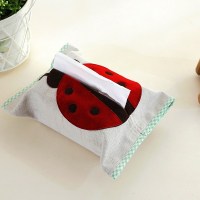 抽纸盒车载可挂卫生间棉麻布艺CIAA手工纸巾盒餐桌客厅婴儿纸巾收纳盒 纸巾盒-瓢虫
