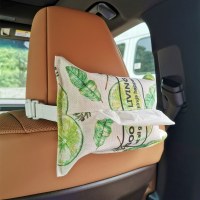 抽纸盒车载可挂卫生间棉麻布艺CIAA手工纸巾盒餐桌客厅婴儿纸巾收纳盒 车载纸巾盒-清新柠檬