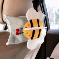 抽纸盒车载可挂卫生间棉麻布艺CIAA手工纸巾盒餐桌客厅婴儿纸巾收纳盒 车载纸巾盒小蜜蜂