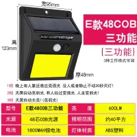 太阳能灯别墅户外CIAA庭院壁灯家用花园农村路灯人体感应防水室外电灯 E款48COB[三功能]白光