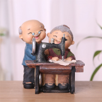 创意老头老太男女生日情侣CIAA爸妈结婚纪念客厅装饰品小夜灯摆件 夫唱妇随（缝纫机）13*12*14cm