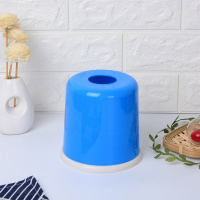 简约圆形 抽纸盒纸巾CIAA筒卷纸筒纸巾桶家用客厅卫生间 蓝色[4个装]