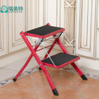 家用梯子加厚二步梯CIAA折叠梯踏板梯阁楼梯凳椅子登高梯爬梯 两层梯红色