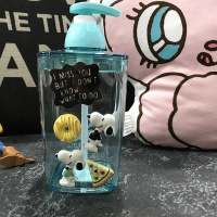 少女卡通分装瓶洗发水沐浴露空瓶子按压瓶挤压式CIAA洗手液瓶化妆品 灰色分装器史努比