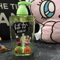 少女卡通分装瓶洗发水沐浴露空瓶子按压瓶挤压式CIAA洗手液瓶化妆品 翠绿色分装器蜡笔小新