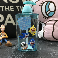 少女卡通分装瓶洗发水沐浴露空瓶子按压瓶挤压式CIAA洗手液瓶化妆品 荧光黄分装器鲨鱼企鹅