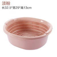 双层洗菜篮沥水篮CIAA厨房篮子果盘多功能圆形洗菜盆水果篮 加厚淡粉470g