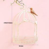 墙面墙上铁艺花架复古CIAA鸟笼壁挂置物架挂饰墙饰庭院装饰墙壁挂件 白色小号(纯色有轻微掉漆)