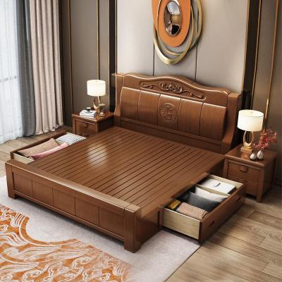 新中式木质床1.8米1.5m双人床CIAA经济型简约现代家具主卧室储物婚床