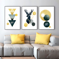 客厅装饰画现代简约CIAA轻奢挂画北欧沙发背景墙三 15128/15127/15129 40*60油画布画面时尚白框NX