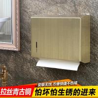 不锈钢擦手纸盒CIAA卫生间厕纸盒壁挂式抽纸架免打孔家用厨房抽纸巾盒 青古铜抗指纹版加厚